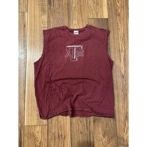 Vintage Texas A&M Aggies T-shirt Tank Top Muscle Tee Men’s XL Red Maroon NCAA